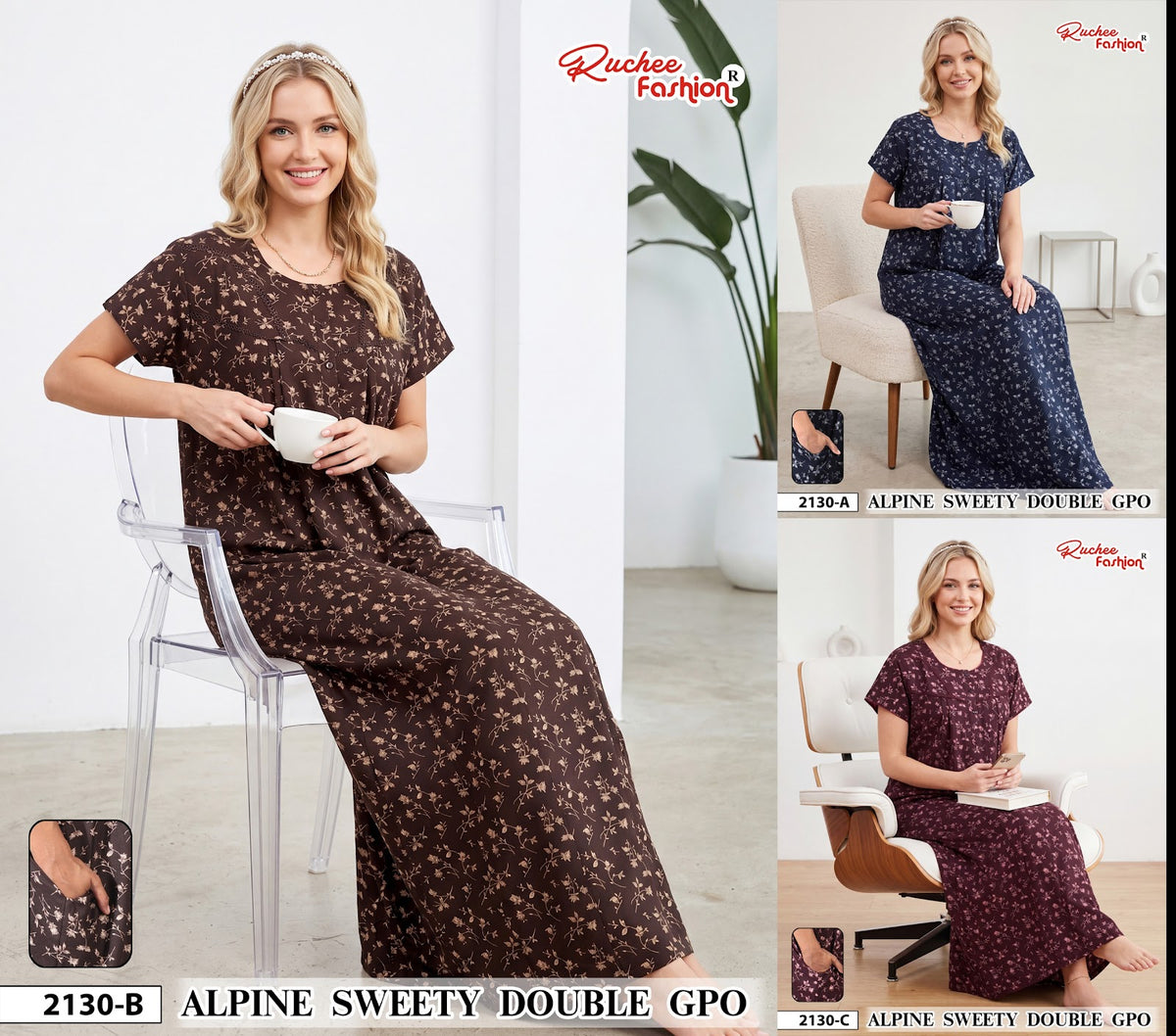 Alpine Sweety 0110 Ruchee Fashion Gpo Night Gowns Exporter Ahmedabad