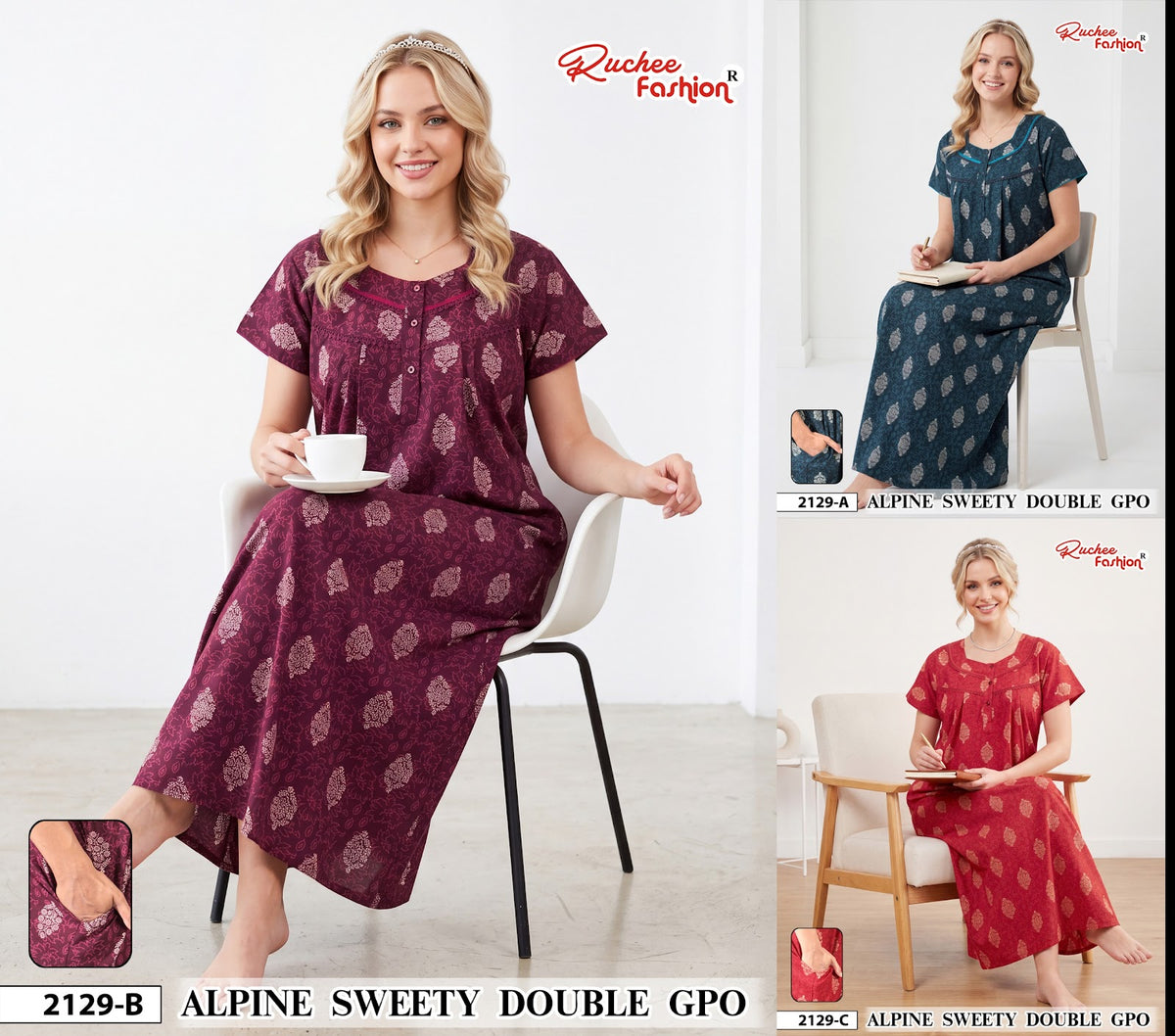 Alpine Sweety 0110 Ruchee Fashion Gpo Night Gowns Exporter Ahmedabad