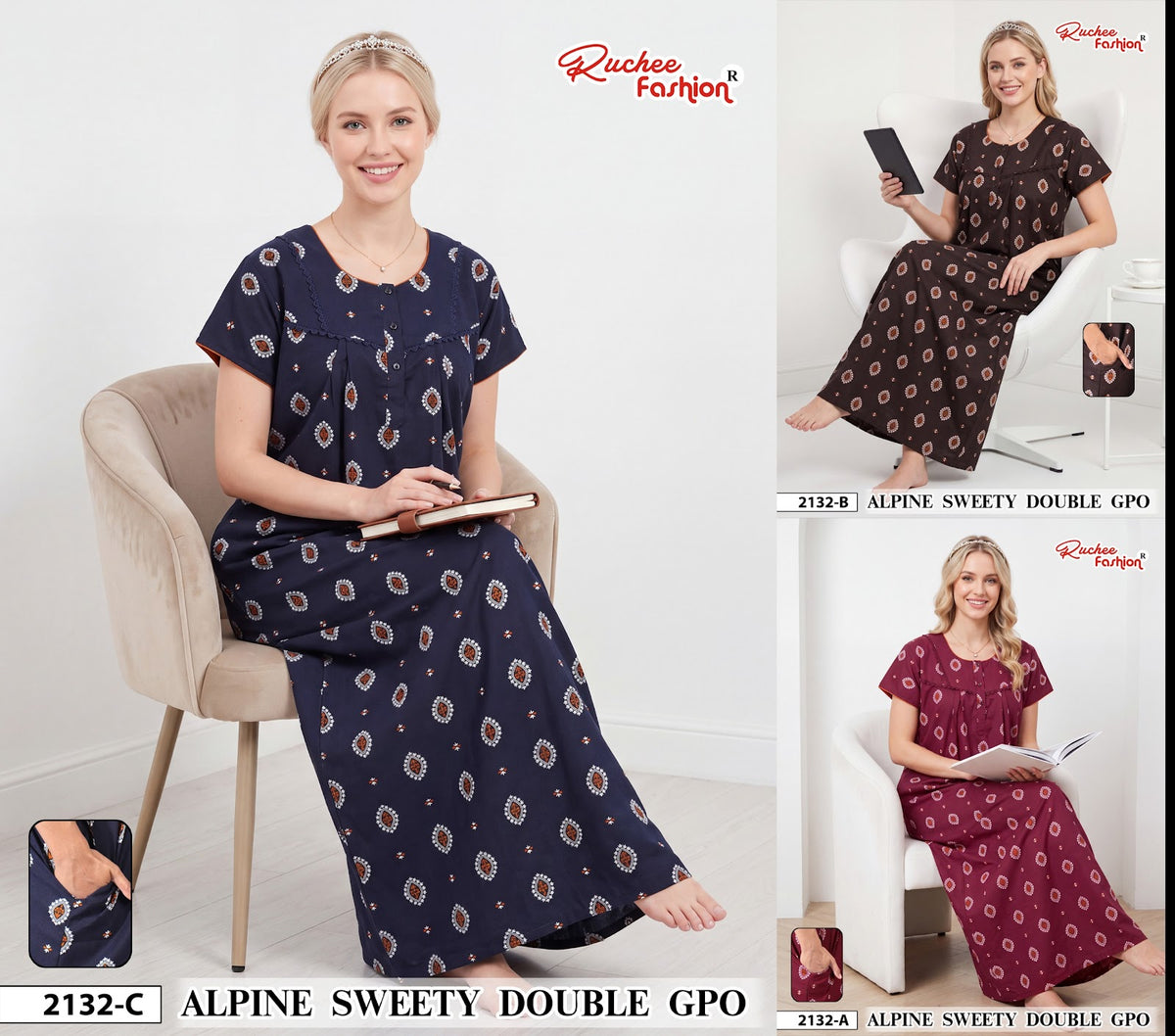 Alpine Sweety 0110 Ruchee Fashion Gpo Night Gowns Exporter Ahmedabad