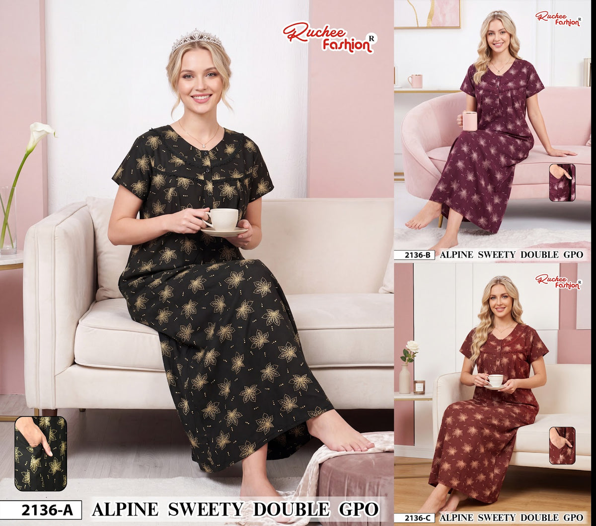 Alpine Sweety 0110 Ruchee Fashion Gpo Night Gowns Exporter Ahmedabad