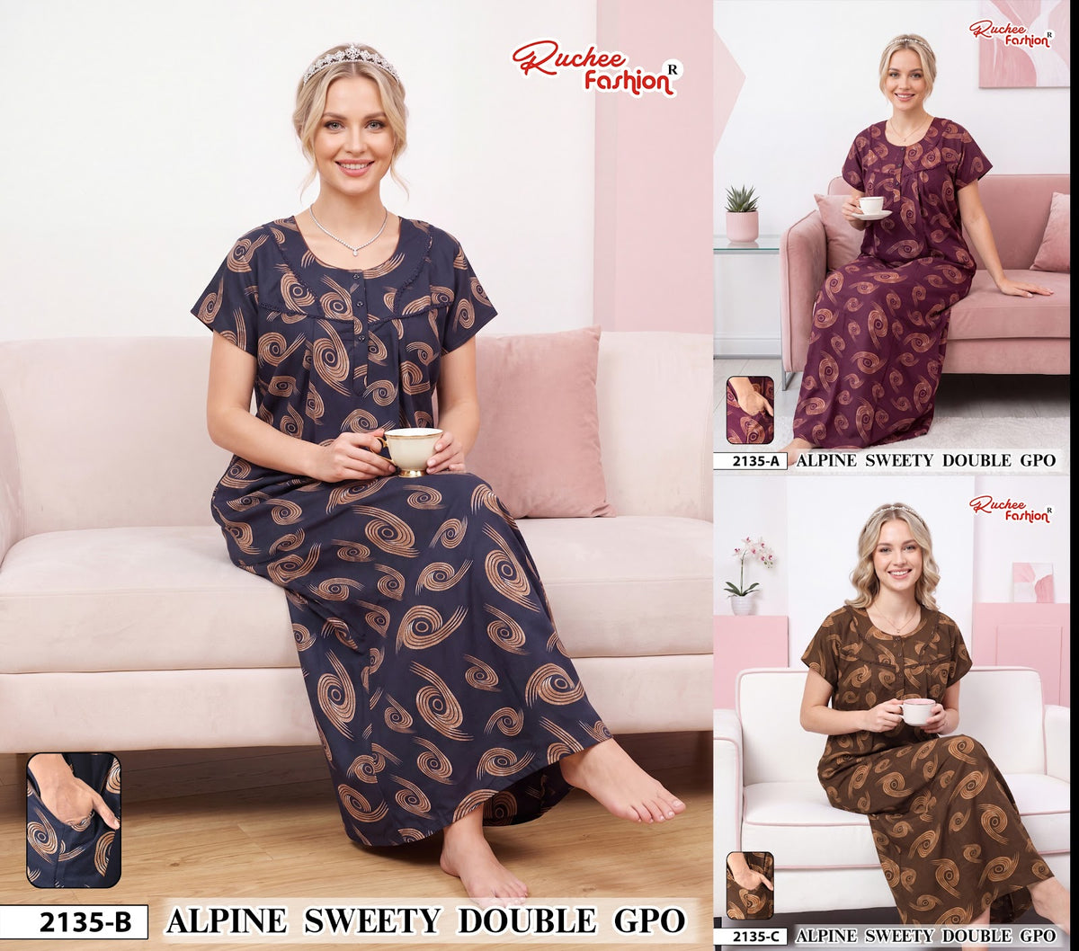 Alpine Sweety 0110 Ruchee Fashion Gpo Night Gowns Exporter Ahmedabad