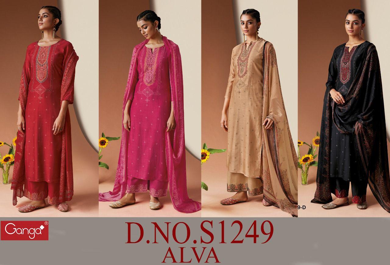Alva S1249 Ganga Dobby Pashmina Suits Wholesale Price