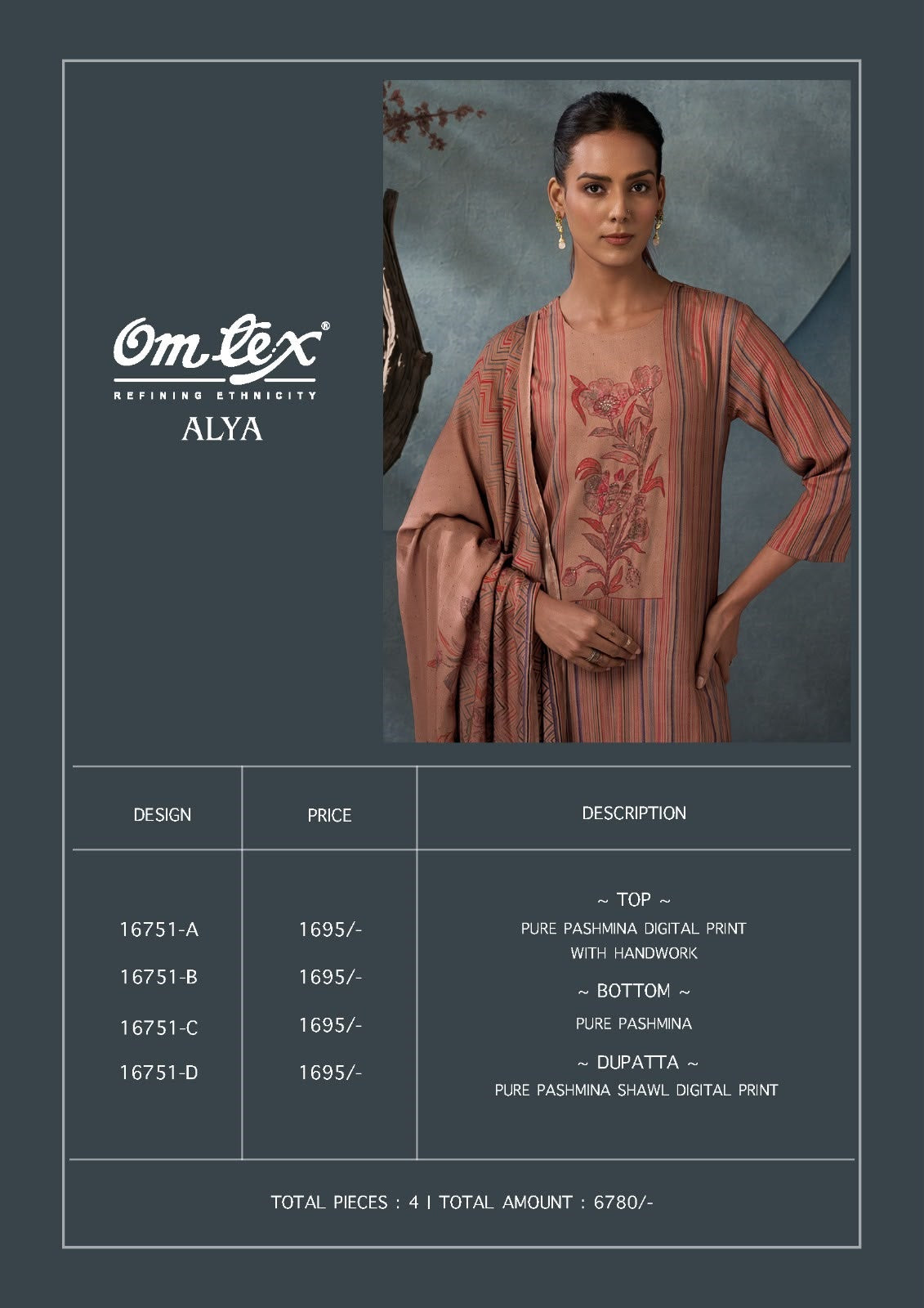 Alya Omtex Pashmina Suits Exporter Gujarat