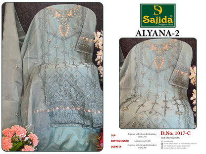 Alyana 2 Sajida Organza Pakistani Salwar Suits Exporter Ahmedabad