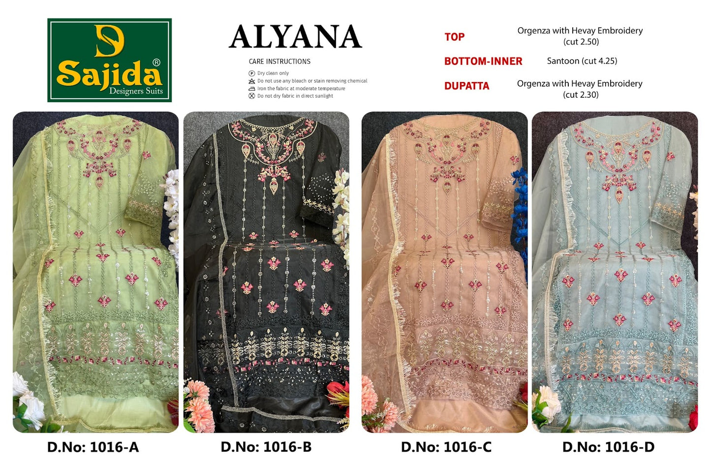 Alyana Sajida Organza Pakistani Salwar Suits Supplier Ahmedabad