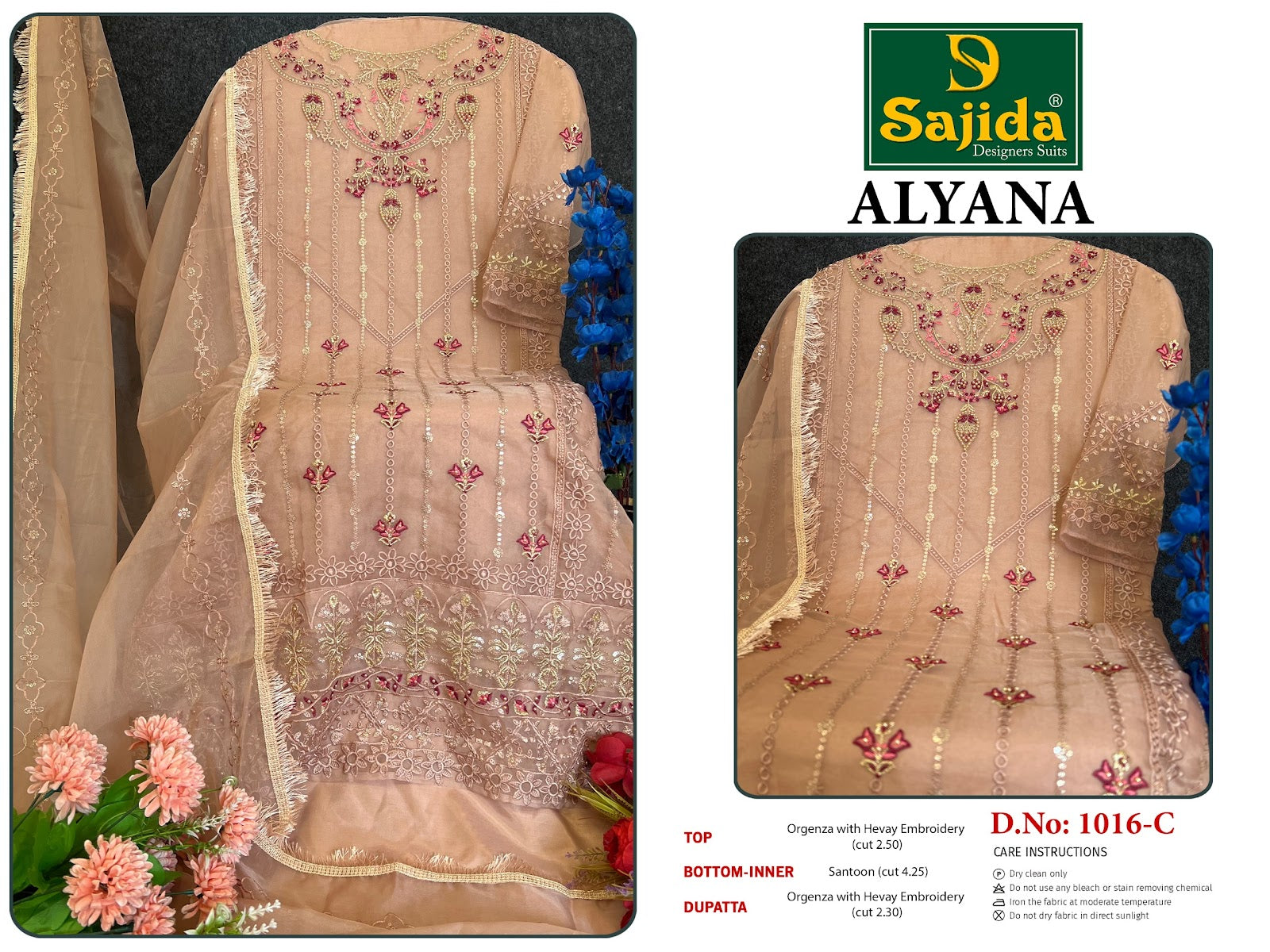 Alyana Sajida Organza Pakistani Salwar Suits Supplier Ahmedabad