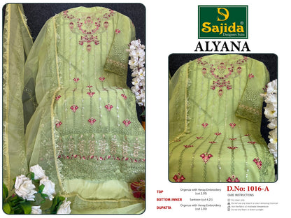 Alyana Sajida Organza Pakistani Salwar Suits Supplier Ahmedabad