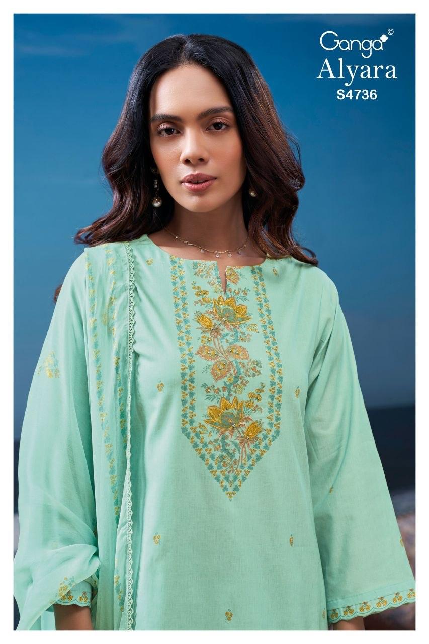 Alyara S4736 Ganga Cotton Plazzo Style Suits Wholesaler Ahmedabad