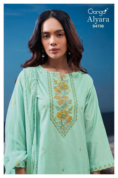 Alyara S4736 Ganga Cotton Plazzo Style Suits Wholesaler Ahmedabad