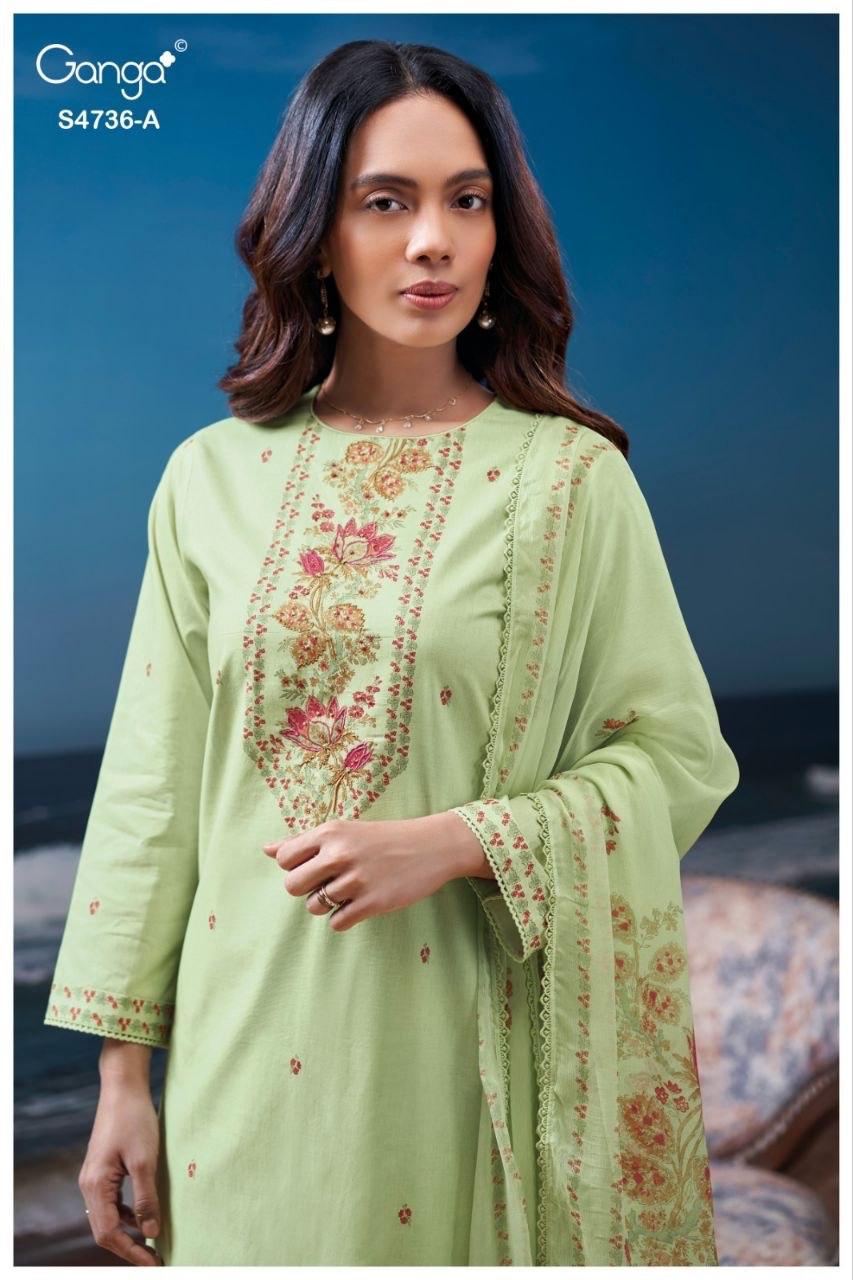 Alyara S4736 Ganga Cotton Plazzo Style Suits Wholesaler Ahmedabad