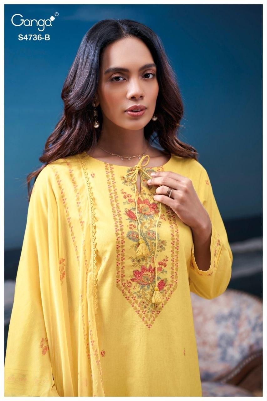 Alyara S4736 Ganga Cotton Plazzo Style Suits Wholesaler Ahmedabad