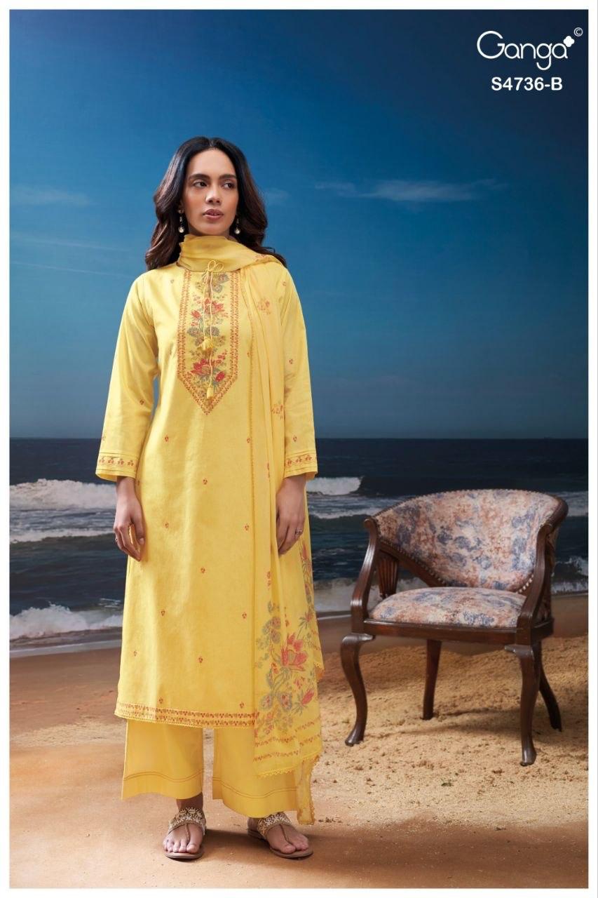 Alyara S4736 Ganga Cotton Plazzo Style Suits Wholesaler Ahmedabad