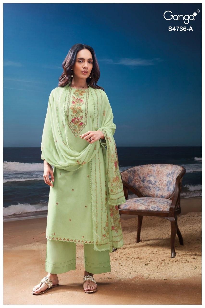 Alyara S4736 Ganga Cotton Plazzo Style Suits Wholesaler Ahmedabad