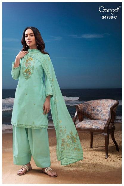 Alyara S4736 Ganga Cotton Plazzo Style Suits Wholesaler Ahmedabad