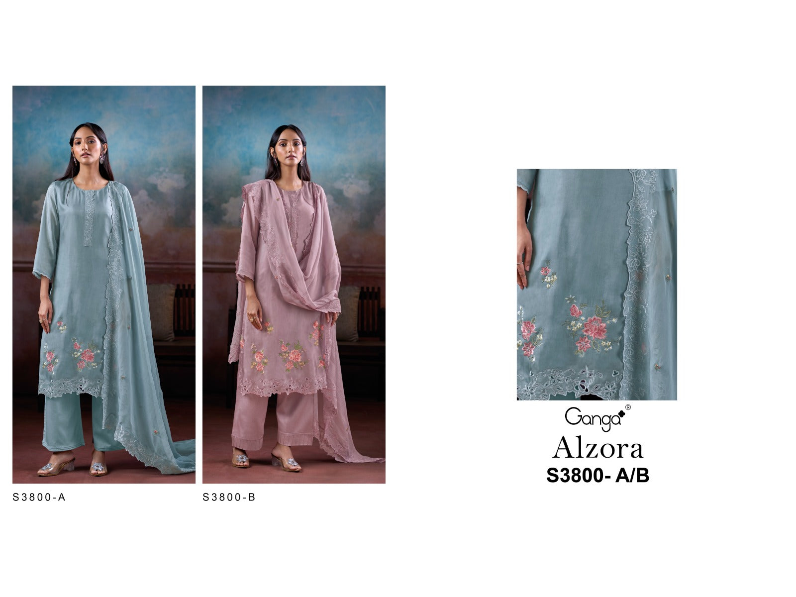 Alzora 3800 Ganga Premium Bemberg Plazzo Style Suits Exporter Gujarat