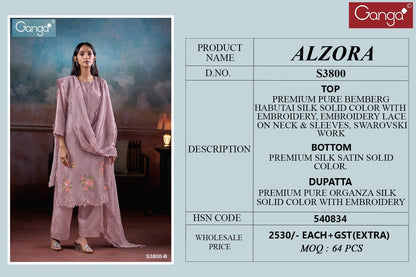 Alzora 3800 Ganga Premium Bemberg Plazzo Style Suits Exporter Gujarat