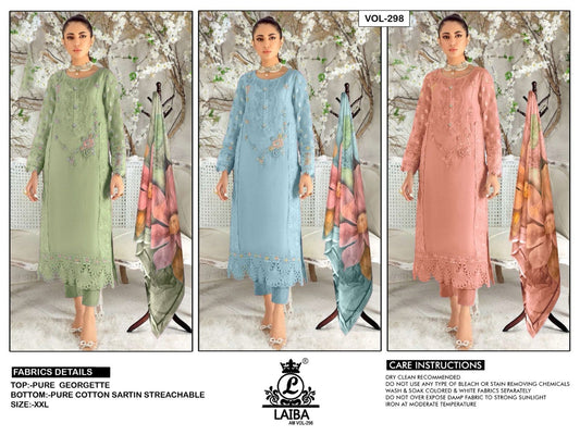 Am Vol 298 Laiba Georgette Pakistani Readymade Suits Wholesale Price