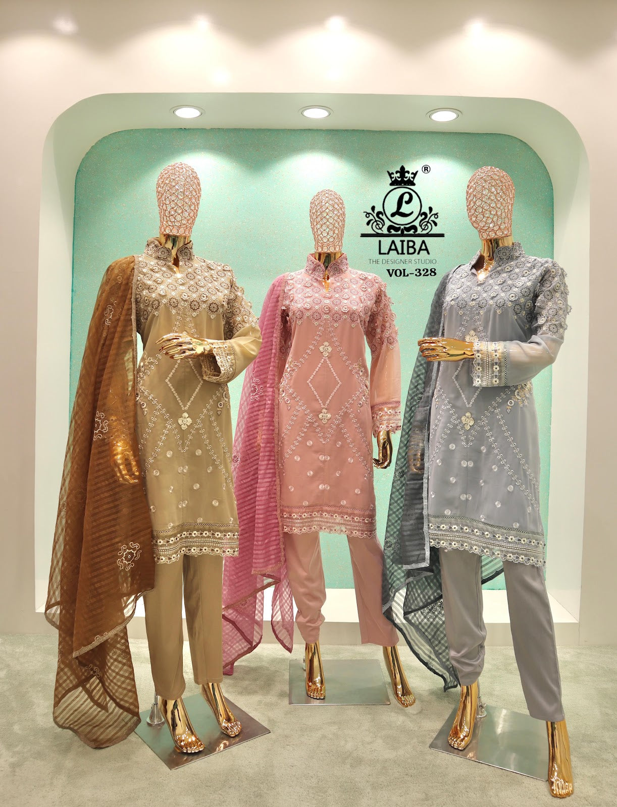 Am Vol 328 Laiba Georgette Pakistani Readymade Suits Supplier