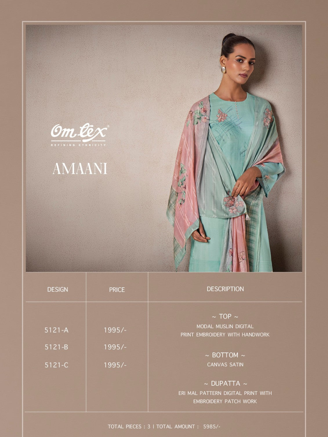 Amaani Omtex Muslin Pant Style Suits Manufacturer Gujarat