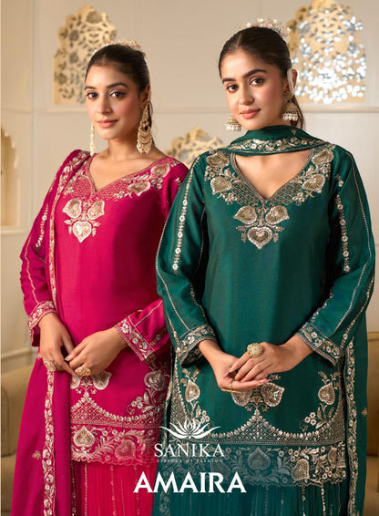 Amaira Sanika Fashion Georgette Silk Readymade Sharara Suits Wholesale Price