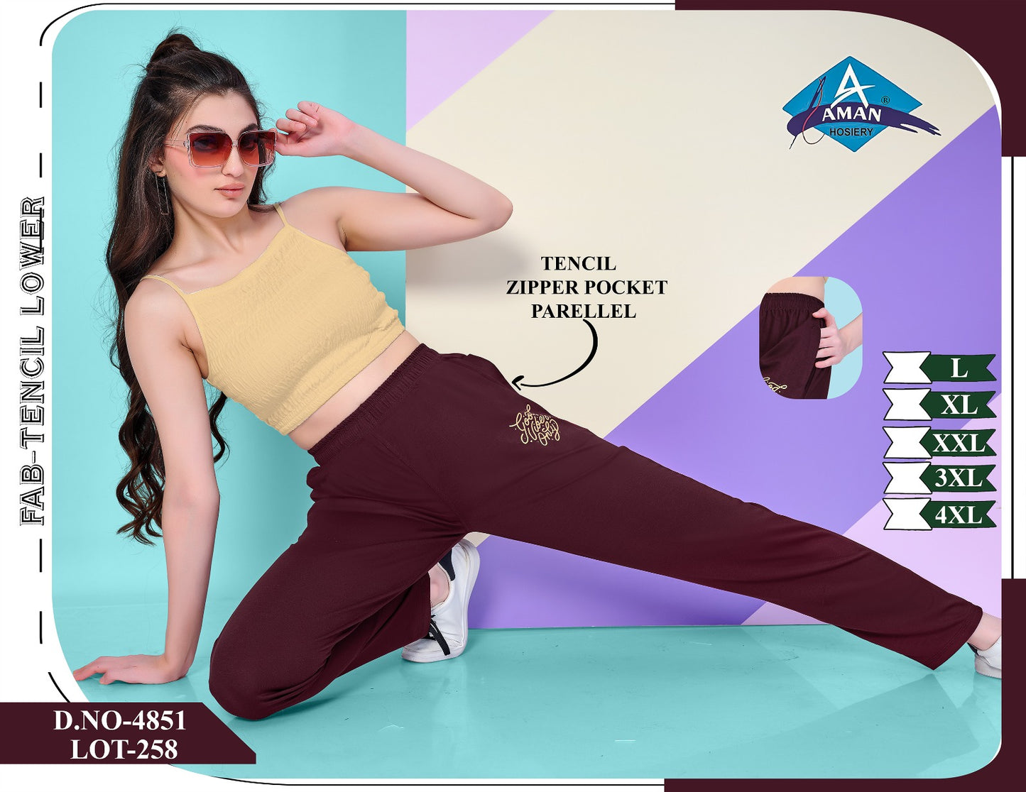 Aman Design 4851 Hanso Tencil Women Track Pants Manufacturer India