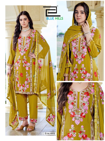Amanat Blue Hills Rayon 14Kg Readymade Pant Style Suits Wholesaler Ahmedabad