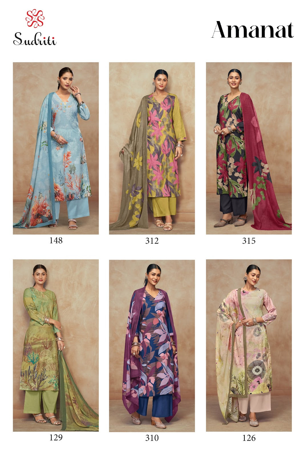 Amanat Sudriti Sahiba Pure Cotton Plazzo Style Suits Wholesale