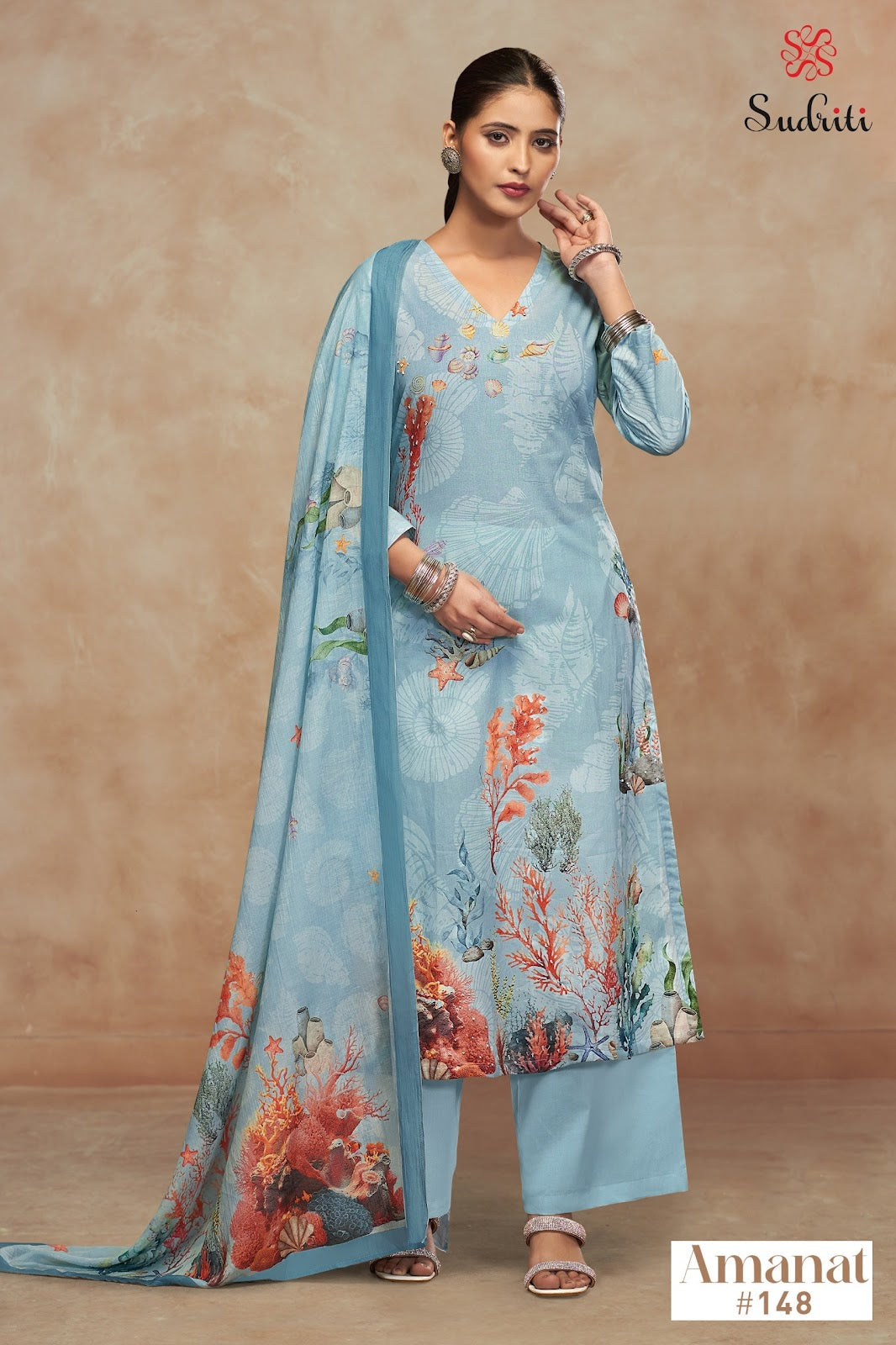 Amanat Sudriti Sahiba Pure Cotton Plazzo Style Suits Wholesale