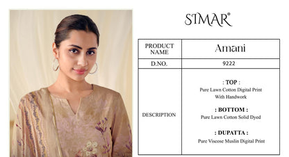 Amani Simar Lawn Cotton Pant Style Suits Wholesale Price