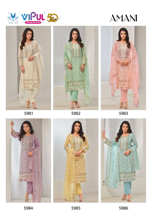 Amani Vipul Organza Pant Style Suits Exporter India