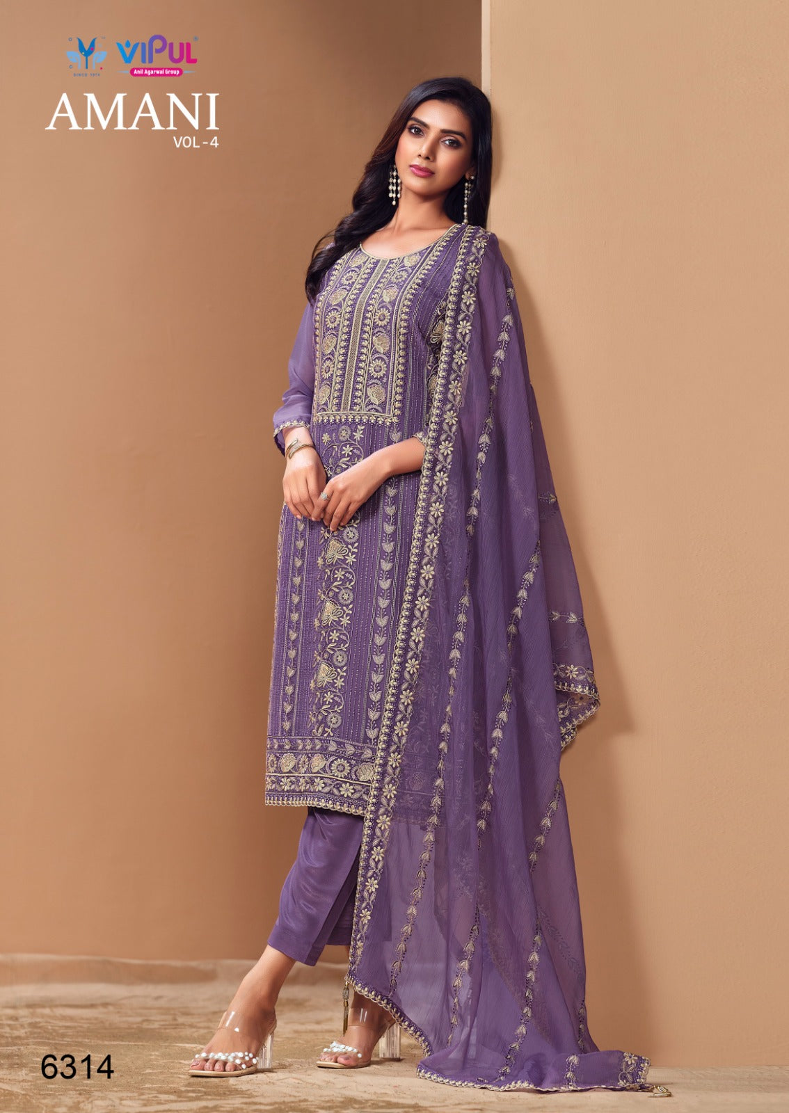 Amani Vol 4 Vipul Chiffon Pant Style Suits Wholesaler Gujarat