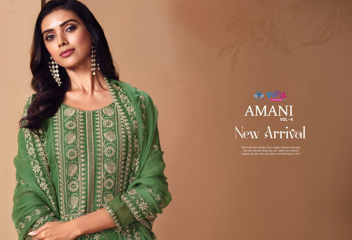 Amani Vol 4 Vipul Chiffon Pant Style Suits Wholesaler Gujarat