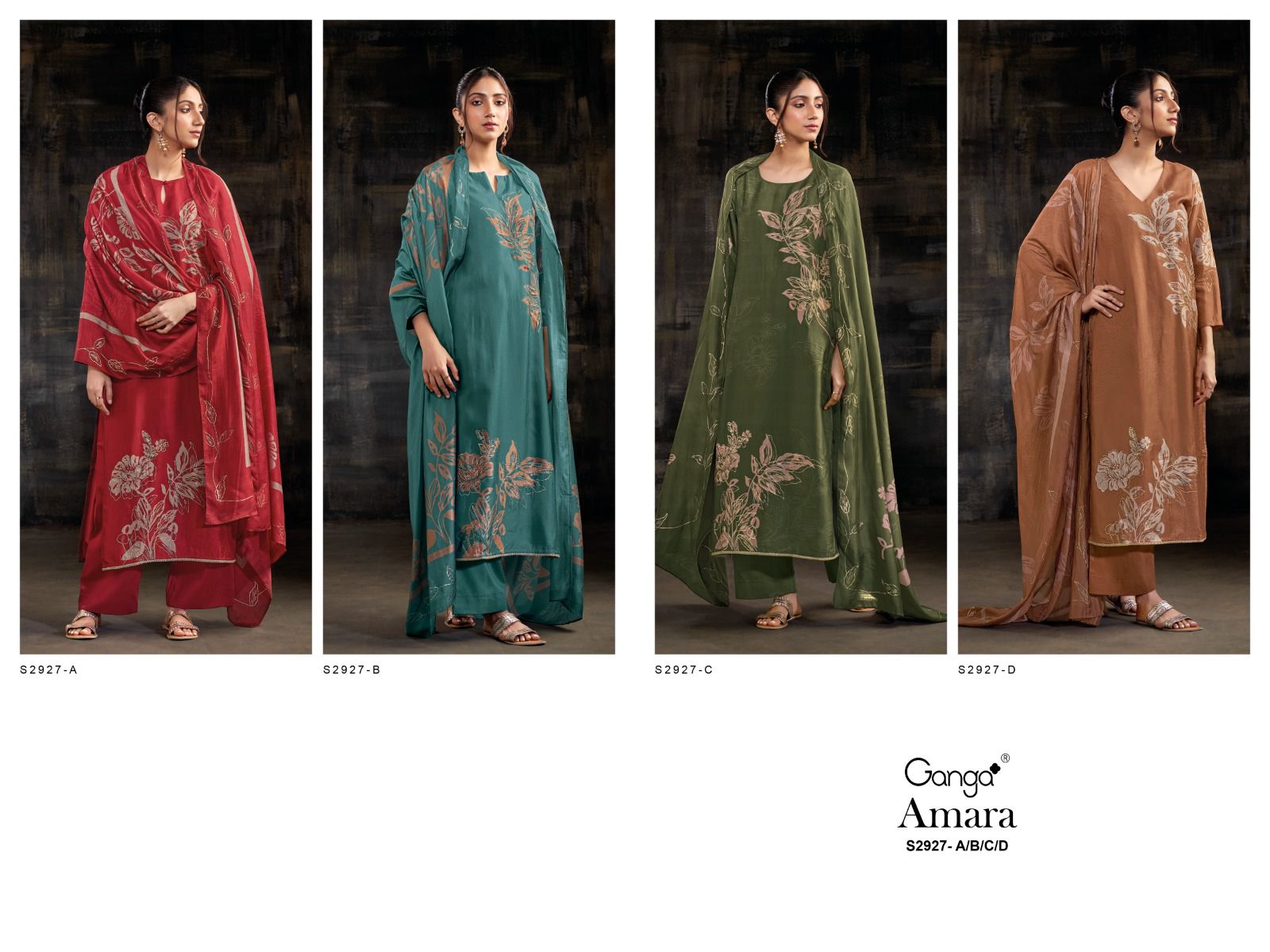 Amara S2927 Ganga Pure Bemberg Plazzo Style Suits Supplier India
