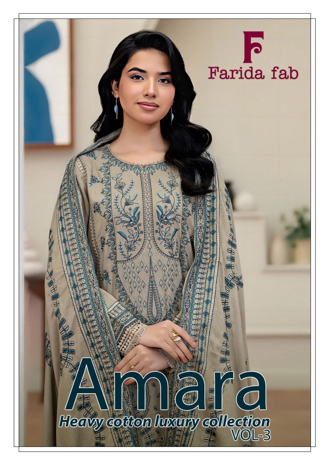 Amara Vol 3 Farida Fab Lawn Cotton Karachi Salwar Suits Wholesaler Gujarat