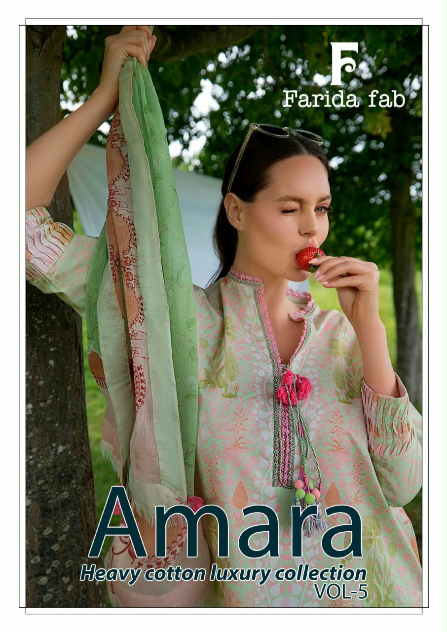 Amara Vol 5 Farida Fab Mix Cotton Karachi Salwar Suits Manufacturer Ahmedabad