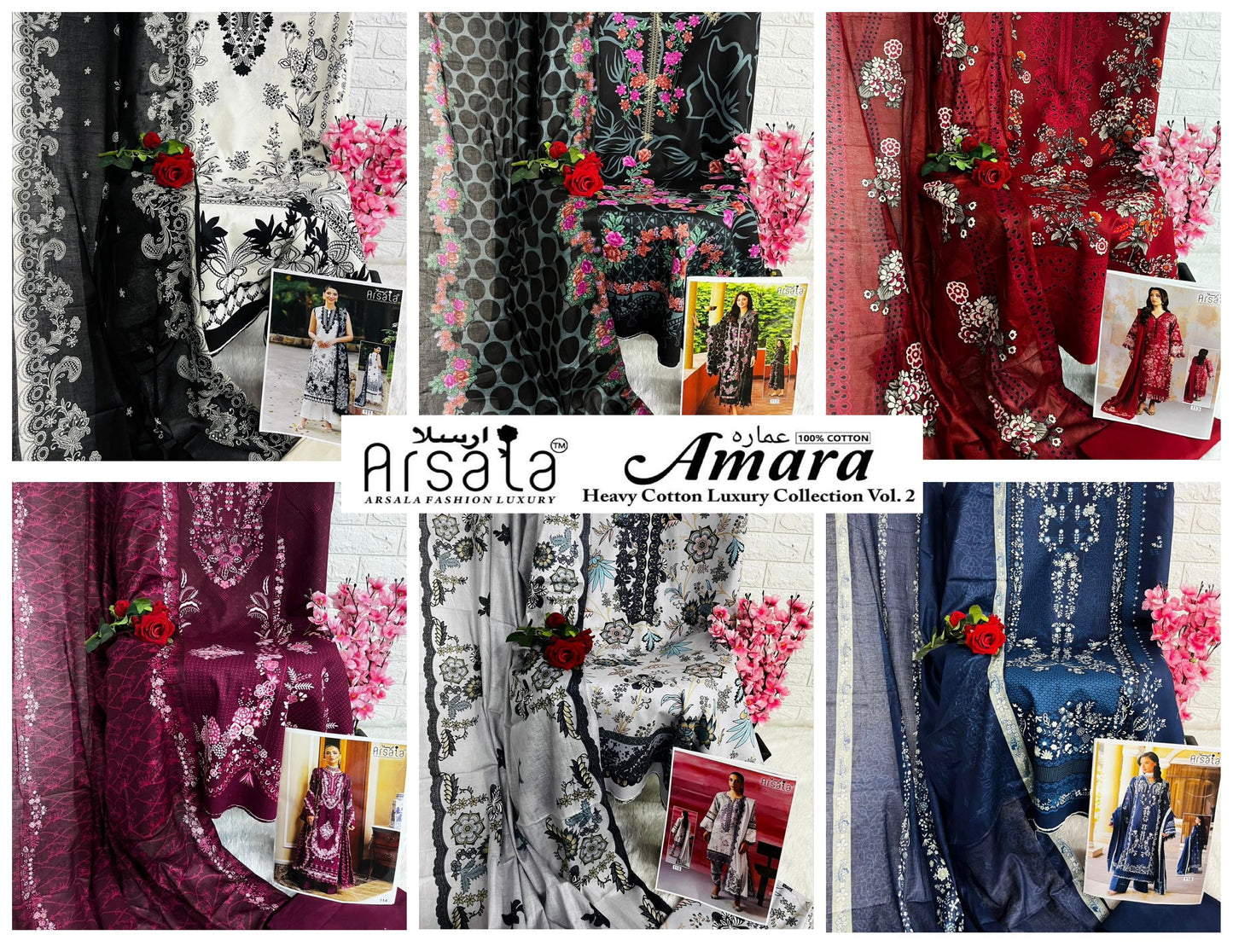 Amara Vol 2 Heavy Cotton Luxury Collection Arsala Fashion Karachi Salwar Suits Manufacturer Gujarat