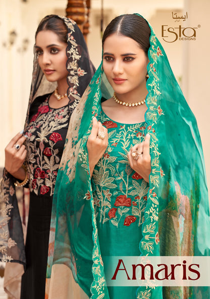 Amaris Esta Designs Organza Pant Style Suits Manufacturer Ahmedabad