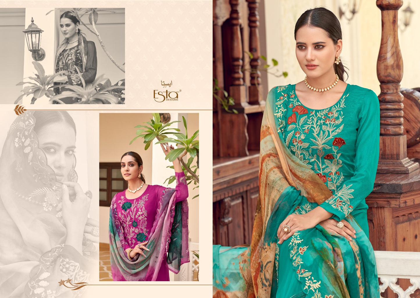 Amaris Esta Designs Organza Pant Style Suits Manufacturer Ahmedabad