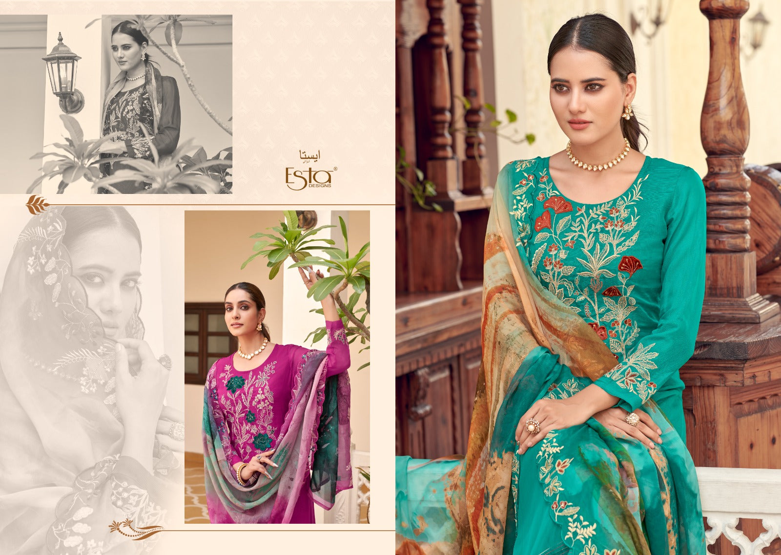 Amaris Esta Designs Organza Pant Style Suits Manufacturer Ahmedabad