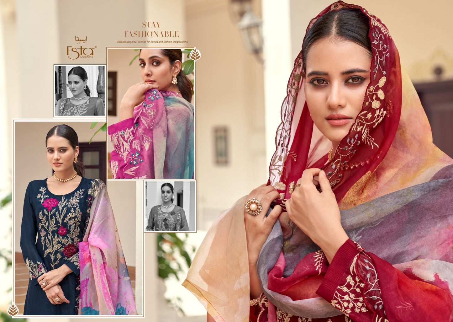 Amaris Esta Designs Organza Pant Style Suits Manufacturer Ahmedabad