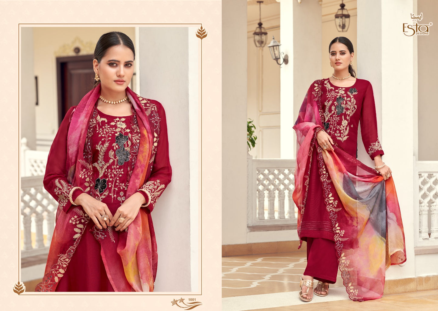 Amaris Esta Designs Organza Pant Style Suits Manufacturer Ahmedabad