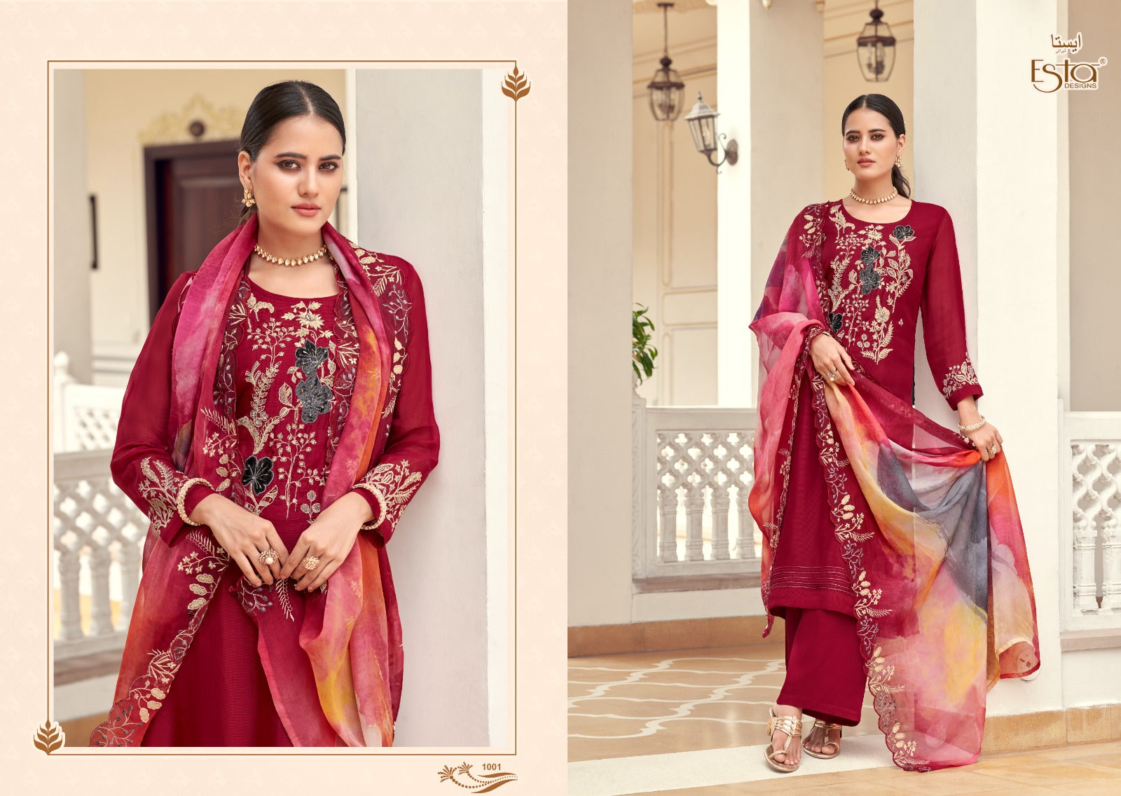 Amaris Esta Designs Organza Pant Style Suits Manufacturer Ahmedabad