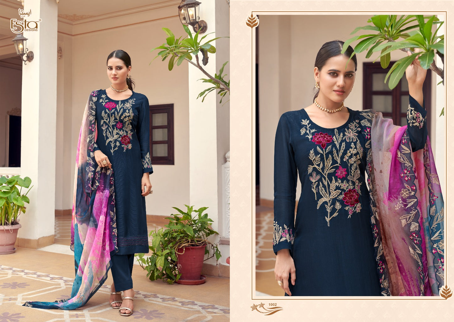 Amaris Esta Designs Organza Pant Style Suits Manufacturer Ahmedabad