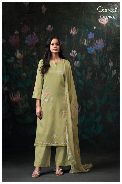 Amary S4870 Ganga Cotton Satin Plazzo Style Suits Wholesaler Gujarat