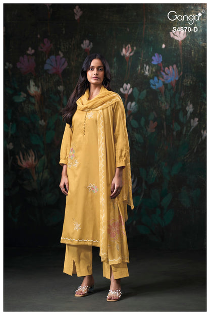 Amary S4870 Ganga Cotton Satin Plazzo Style Suits Wholesaler Gujarat