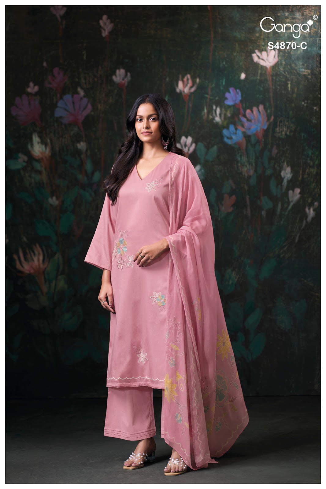 Amary S4870 Ganga Cotton Satin Plazzo Style Suits Wholesaler Gujarat