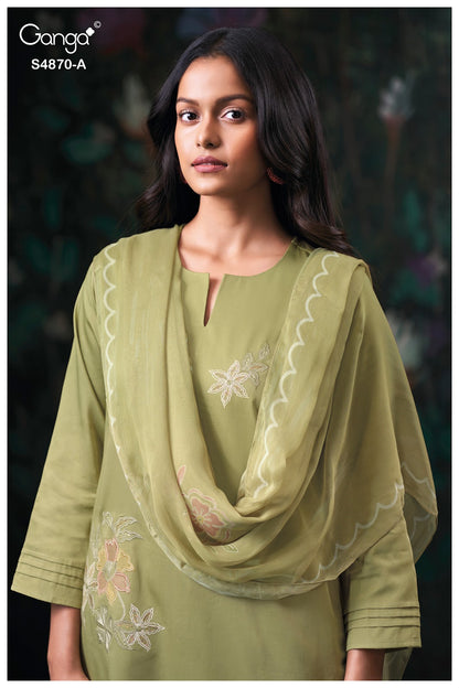 Amary S4870 Ganga Cotton Satin Plazzo Style Suits Wholesaler Gujarat