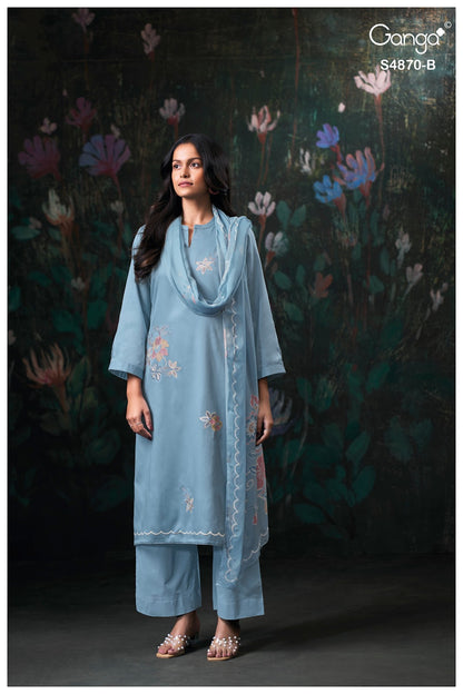 Amary S4870 Ganga Cotton Satin Plazzo Style Suits Wholesaler Gujarat