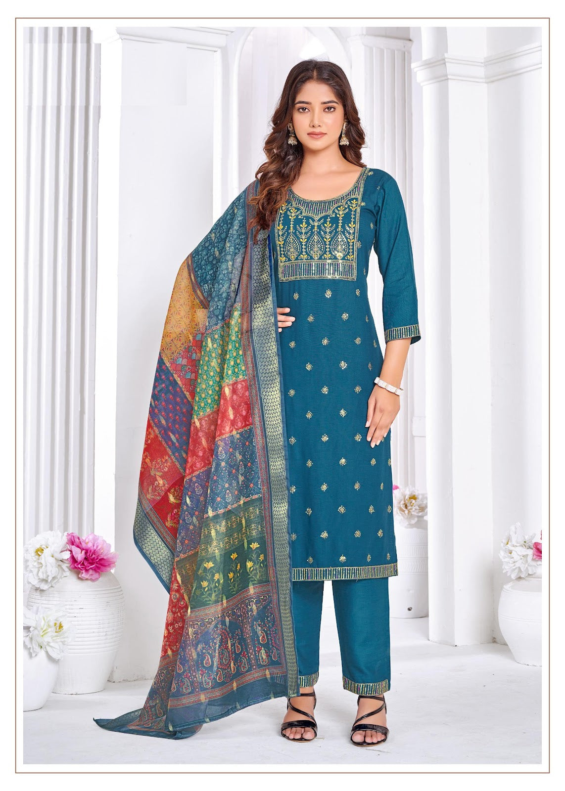 Amaya Bluehills Rayon 14Kg Readymade Pant Style Suits Wholesaler Ahmedabad