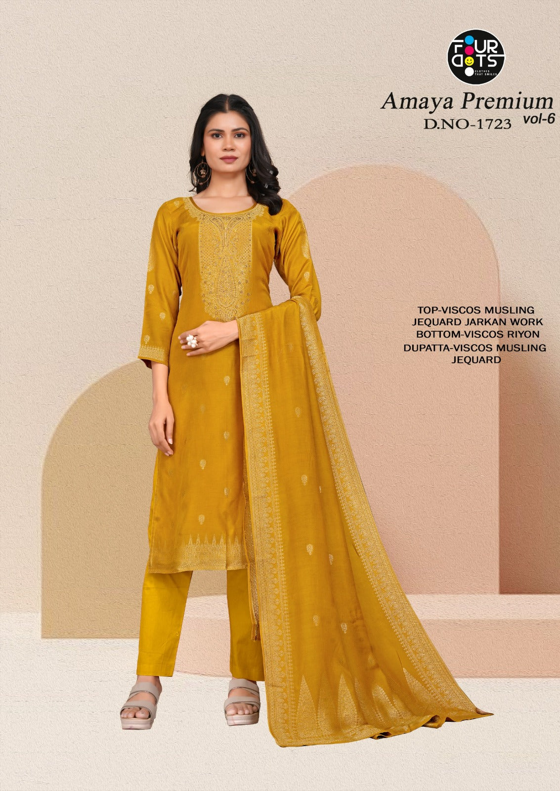 Amaya Premium Vol 6 Four Dots Viscose Muslin Pant Style Suits Exporter India